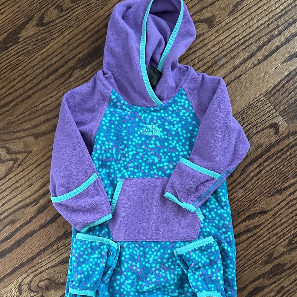 Purple and Blue Kids Fleece Bodysuit by The North Face